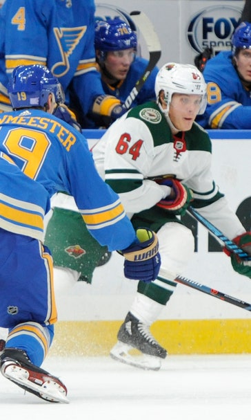 Staal scores 400th, Wild beat Blues 5-1